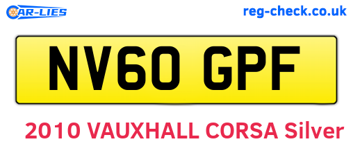 NV60GPF are the vehicle registration plates.