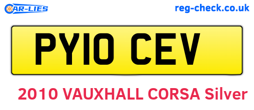 PY10CEV are the vehicle registration plates.