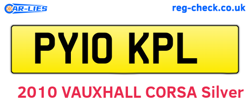 PY10KPL are the vehicle registration plates.