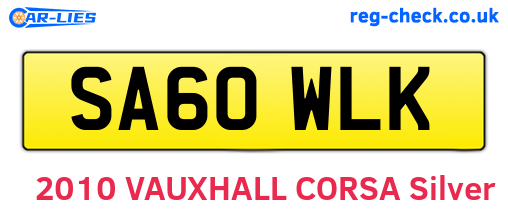 SA60WLK are the vehicle registration plates.