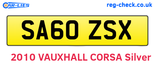 SA60ZSX are the vehicle registration plates.