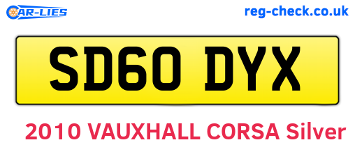 SD60DYX are the vehicle registration plates.
