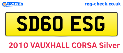 SD60ESG are the vehicle registration plates.