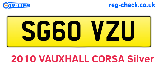 SG60VZU are the vehicle registration plates.