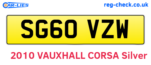 SG60VZW are the vehicle registration plates.