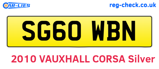 SG60WBN are the vehicle registration plates.