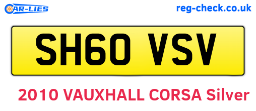 SH60VSV are the vehicle registration plates.