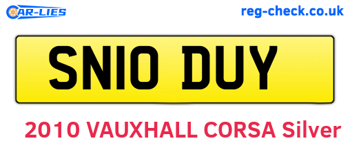 SN10DUY are the vehicle registration plates.