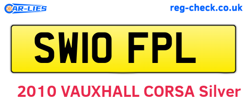 SW10FPL are the vehicle registration plates.