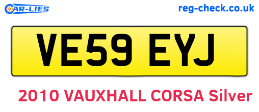 VE59EYJ are the vehicle registration plates.