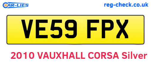 VE59FPX are the vehicle registration plates.