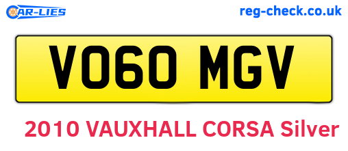VO60MGV are the vehicle registration plates.