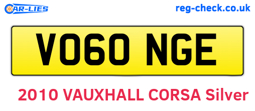 VO60NGE are the vehicle registration plates.