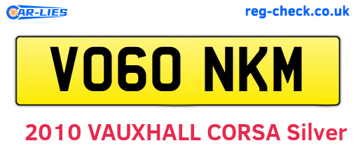 VO60NKM are the vehicle registration plates.