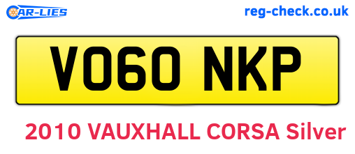 VO60NKP are the vehicle registration plates.