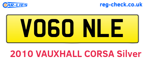 VO60NLE are the vehicle registration plates.