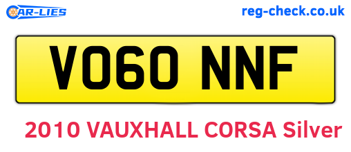 VO60NNF are the vehicle registration plates.