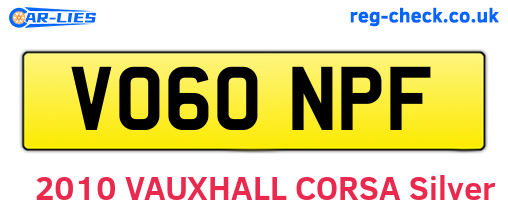 VO60NPF are the vehicle registration plates.