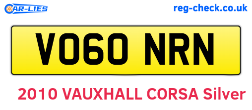 VO60NRN are the vehicle registration plates.