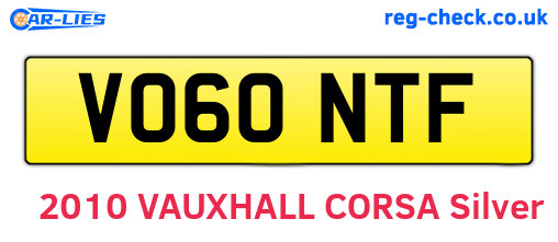 VO60NTF are the vehicle registration plates.