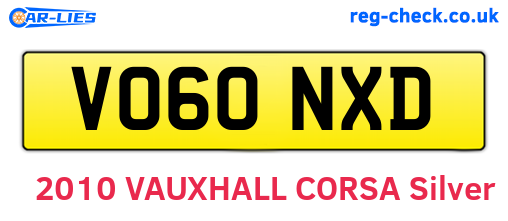 VO60NXD are the vehicle registration plates.