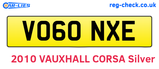 VO60NXE are the vehicle registration plates.