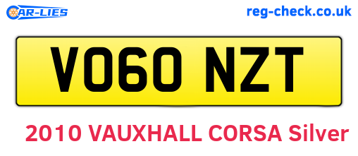 VO60NZT are the vehicle registration plates.
