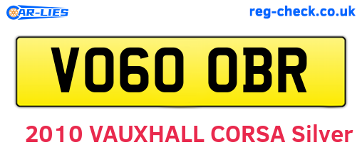 VO60OBR are the vehicle registration plates.