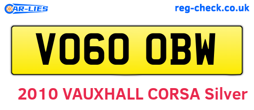 VO60OBW are the vehicle registration plates.