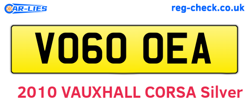 VO60OEA are the vehicle registration plates.