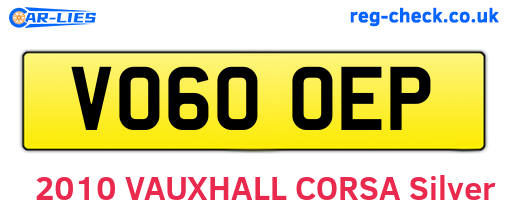VO60OEP are the vehicle registration plates.