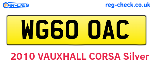 WG60OAC are the vehicle registration plates.