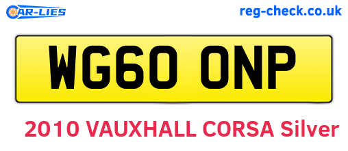 WG60ONP are the vehicle registration plates.