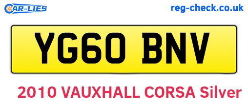 YG60BNV are the vehicle registration plates.