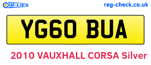 YG60BUA are the vehicle registration plates.