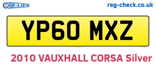 YP60MXZ are the vehicle registration plates.