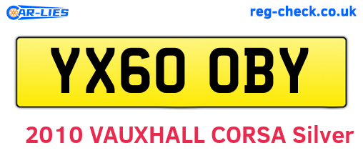 YX60OBY are the vehicle registration plates.