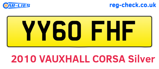 YY60FHF are the vehicle registration plates.