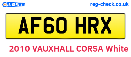 AF60HRX are the vehicle registration plates.
