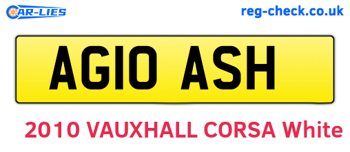 AG10ASH are the vehicle registration plates.