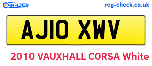 AJ10XWV are the vehicle registration plates.