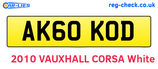 AK60KOD are the vehicle registration plates.