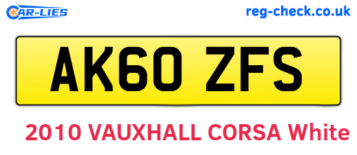 AK60ZFS are the vehicle registration plates.