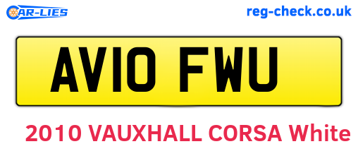 AV10FWU are the vehicle registration plates.