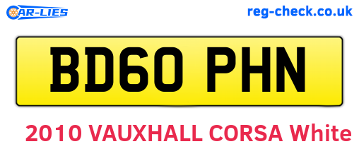 BD60PHN are the vehicle registration plates.