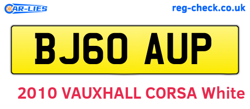 BJ60AUP are the vehicle registration plates.