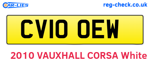 CV10OEW are the vehicle registration plates.