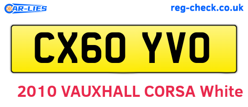 CX60YVO are the vehicle registration plates.