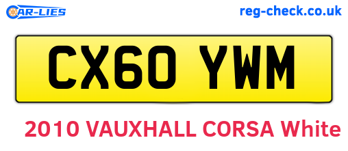 CX60YWM are the vehicle registration plates.