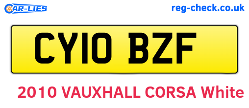 CY10BZF are the vehicle registration plates.